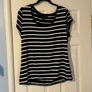 White House Black Market Black and White Striped Top
